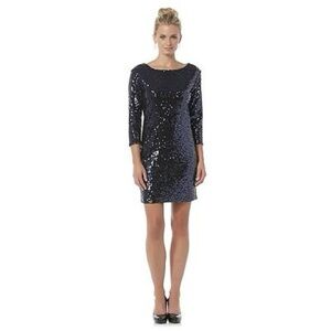 Evening Blue Sequin Shift Dress by Metaphor Size M